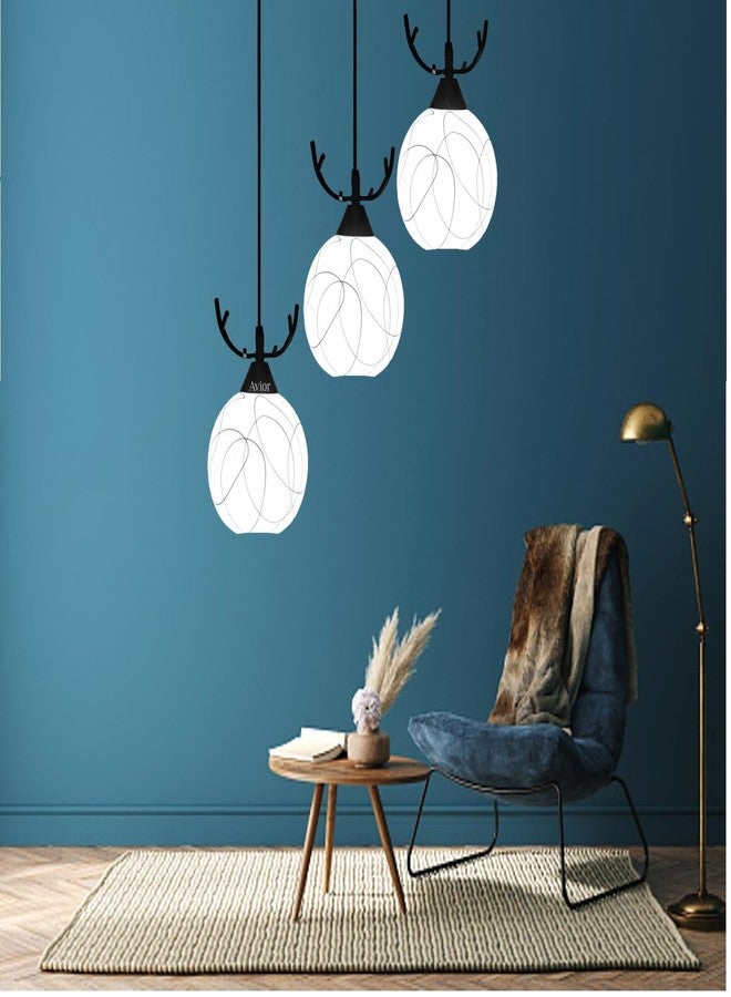 Avior Metal Deer Shape Cap Hanging Pendant Ceiling Light Lamp for Bedroom, Balcony, Living Room (Pack of 3) - Image 3